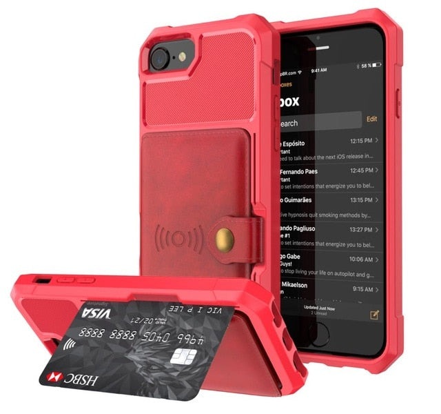 Retro Flip PU Leather Case For iPhone | Multi Card Holder Hard Cover Shell