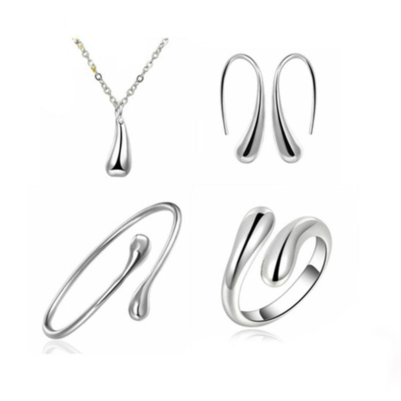 Trendy Fashion Silver Jewelry Set Necklace | Earrings | Bracelet For Women