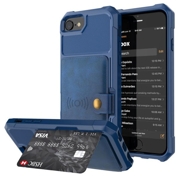 Retro Flip PU Leather Case For iPhone | Multi Card Holder Hard Cover Shell
