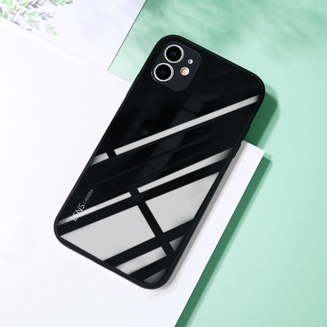 Square Tempered Glass Case For iPhone 11 12 Pro Max Case Anti-knock Baby Skin Fram Cover For iPhone X XS MAX XR 7 8 Plus