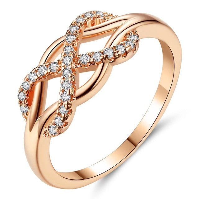 Rose Gold Crystal Infinite Ring