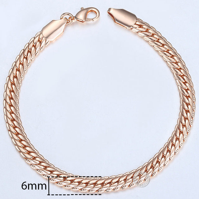 Rose Gold Curb Snail Foxtail Venitian Link Chains Bracelets