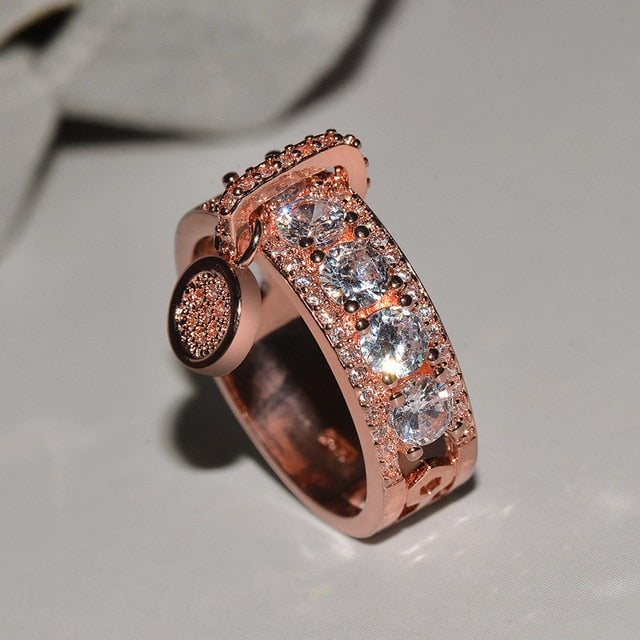 Vintage Rose Gold Filled Wedding Ring For Women | Fashion Jewelry  Luxury White Zircon Engagement Ring